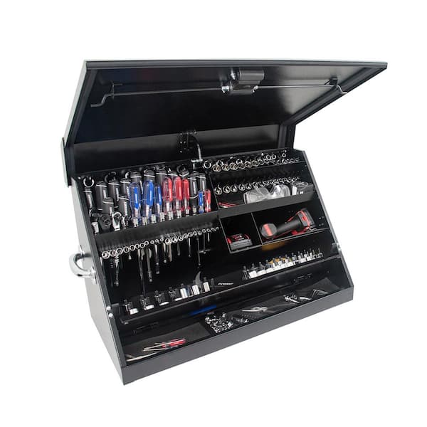 Husky Heavy-Duty 30 in. W x 15 in. D Black Steel Portable Triangle Top Chest for Sockets, Wrenches and Screwdrivers