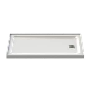 Olympia 60 in. x 32 in. Single Threshold Acrylic Shower Base with Right Drain in White