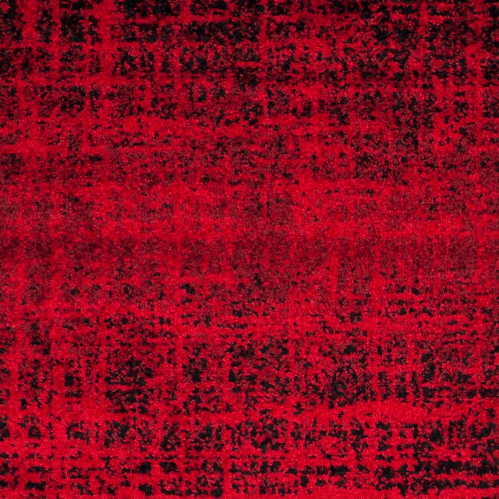 Red and Black Synthetic Rectangular Area Rug
