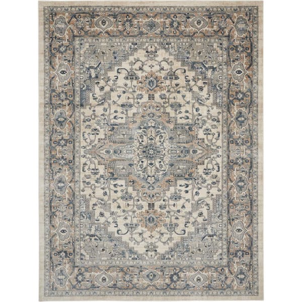 Concerto Ivory Grey 12 ft. x 15 ft. Center medallion Traditional Area Rug