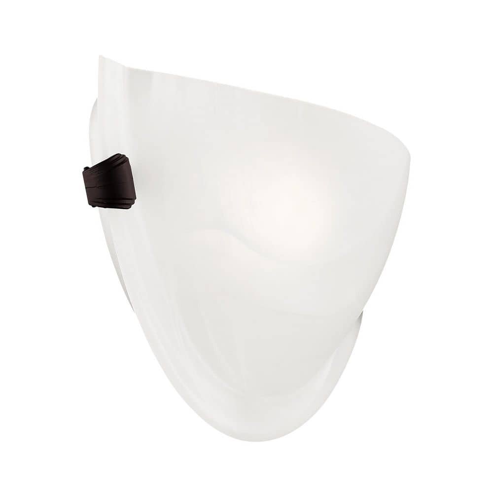 Bronze Direct Wired Electric Sconce with White Alabaster Glass