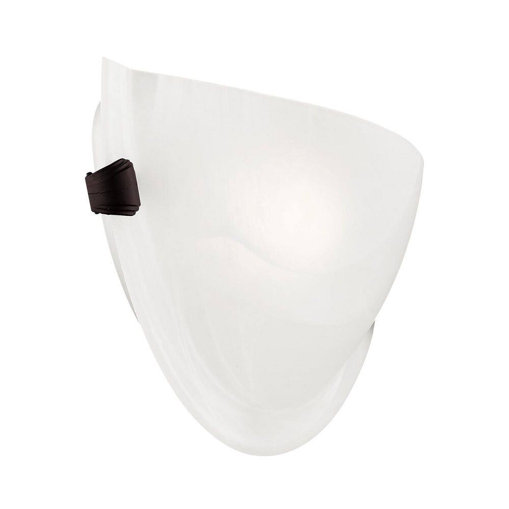 Bronze Direct Wired Electric Sconce with White Alabaster Glass