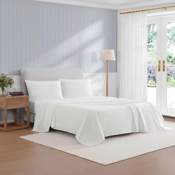 TH Performance Cooling 3-Piece White Percale Cotton Twin Cooling Sheet Set