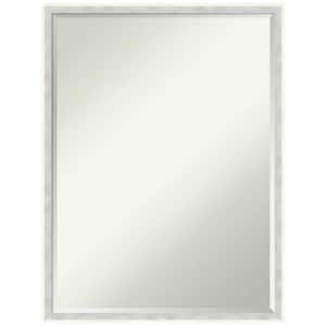 Paige White Silver 19 in. x 25 in. Petite Bevel Modern Rectangle Wood Framed Wall Mirror in White