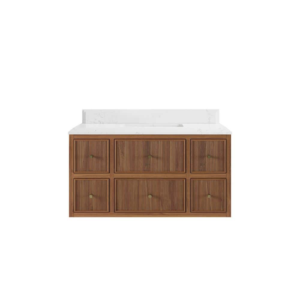 Sonoma Floating 42 in. W x 22 in. D x 36 in. H Single Sink Bath Vanity in Dark Natural with 1.5 in. Empire White Qt. Top price history on PriceWatchPro