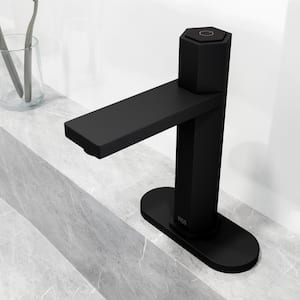 Nova Single Handle Single-Hole Bathroom Faucet Set with Deck Plate in Matte Black
