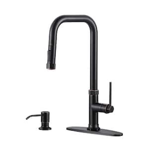Single-Handle Pull Down Sprayer Kitchen Faucet with Pull Out Spray Wand and Soap Dispenser in Oil Rubbed Bronze