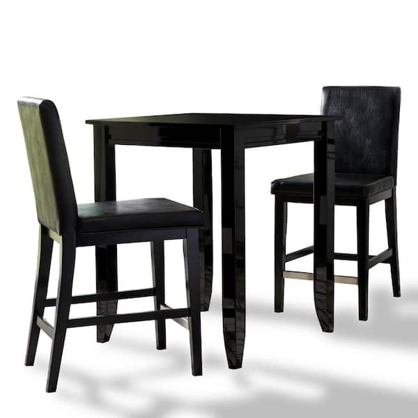 Homestyles Linear Black 3 Piece High, Black Dinette Table And Chairs