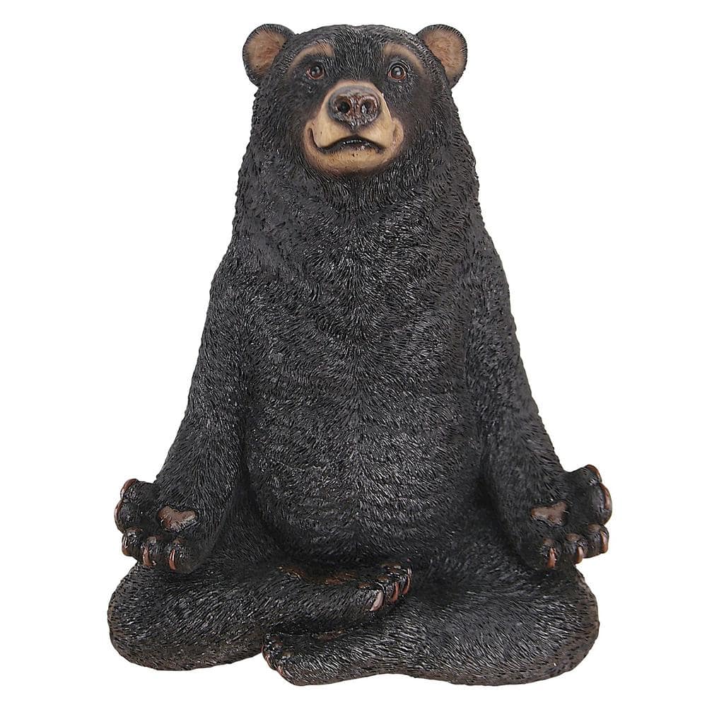 Zen Bear Meditation Garden Statue in Hand-Painted Resin