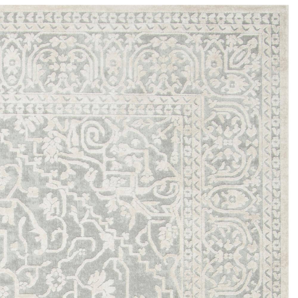 Light Grey and Cream Floral Synthetic 8' x 10' Area Rug