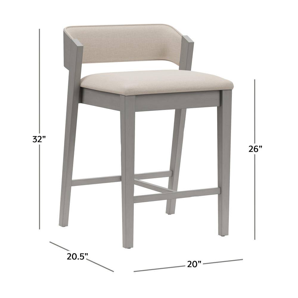 Distressed Gray Wood Saddle Style Counter Stool