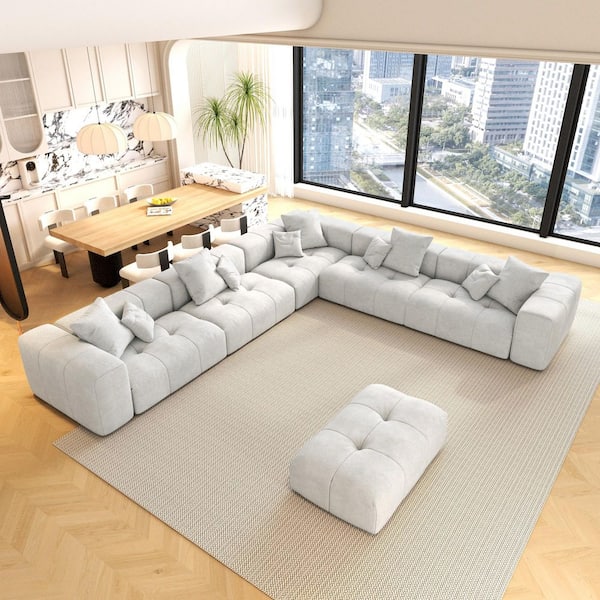 J&E Home Oversized 144.17 in. W Linen 6-Piece Modular Sectional