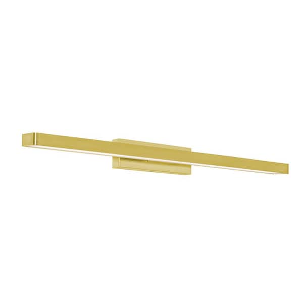Brock 36 in. 2-Light Satin Brass White Acrylic Shade LED Vanity Light