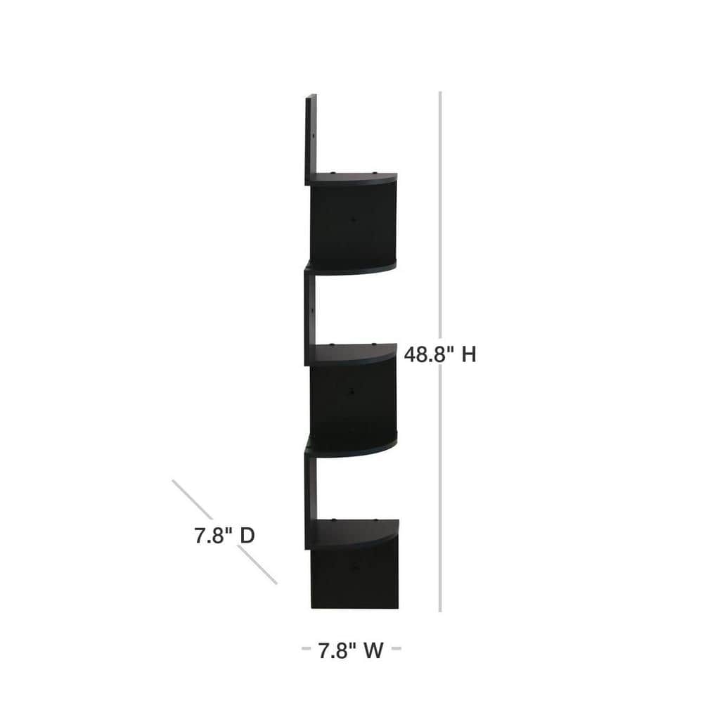 Espresso 5-Tier Floating Corner Wall Shelf