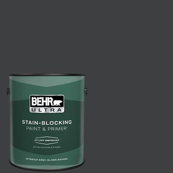 BEHR ULTRA 1 gal. Home Decorators Collection #HDC-MD-04 Totally Black Extra Durable Semi-Gloss Enamel Interior Paint & Primer