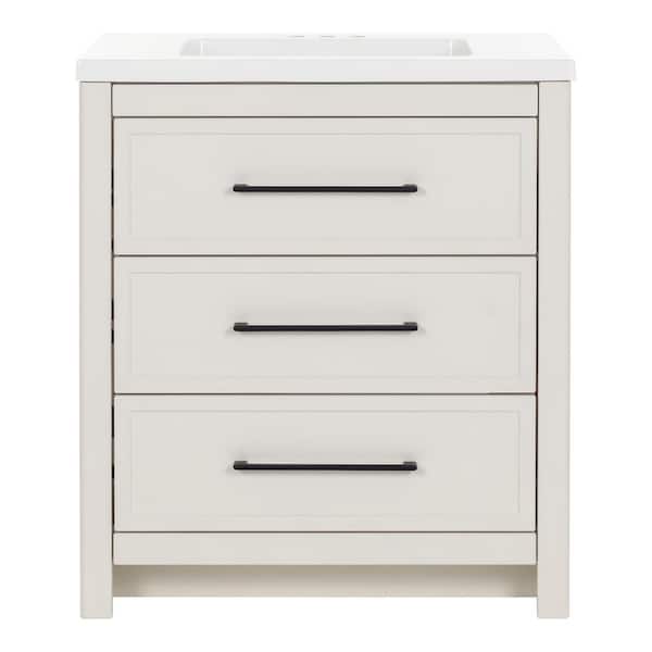 Hailey 31 in. Single Sink Soft Beige Bath Vanity with White Cultured Marble Top (Assembled)