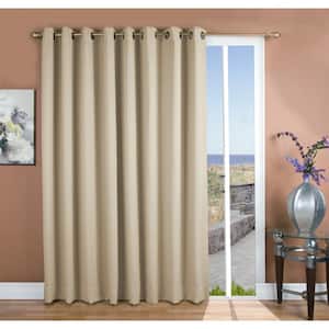 Ivory Polyester Solid 112 in. W x 96 in. L Grommet Blackout Curtain