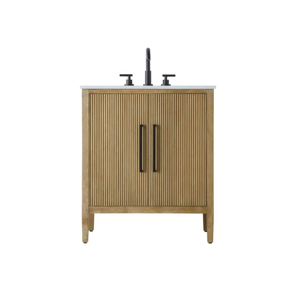 30 in. Single Sink Linen Oak Bath Vanity with White Engineered Marble Top price history on PriceWatchPro