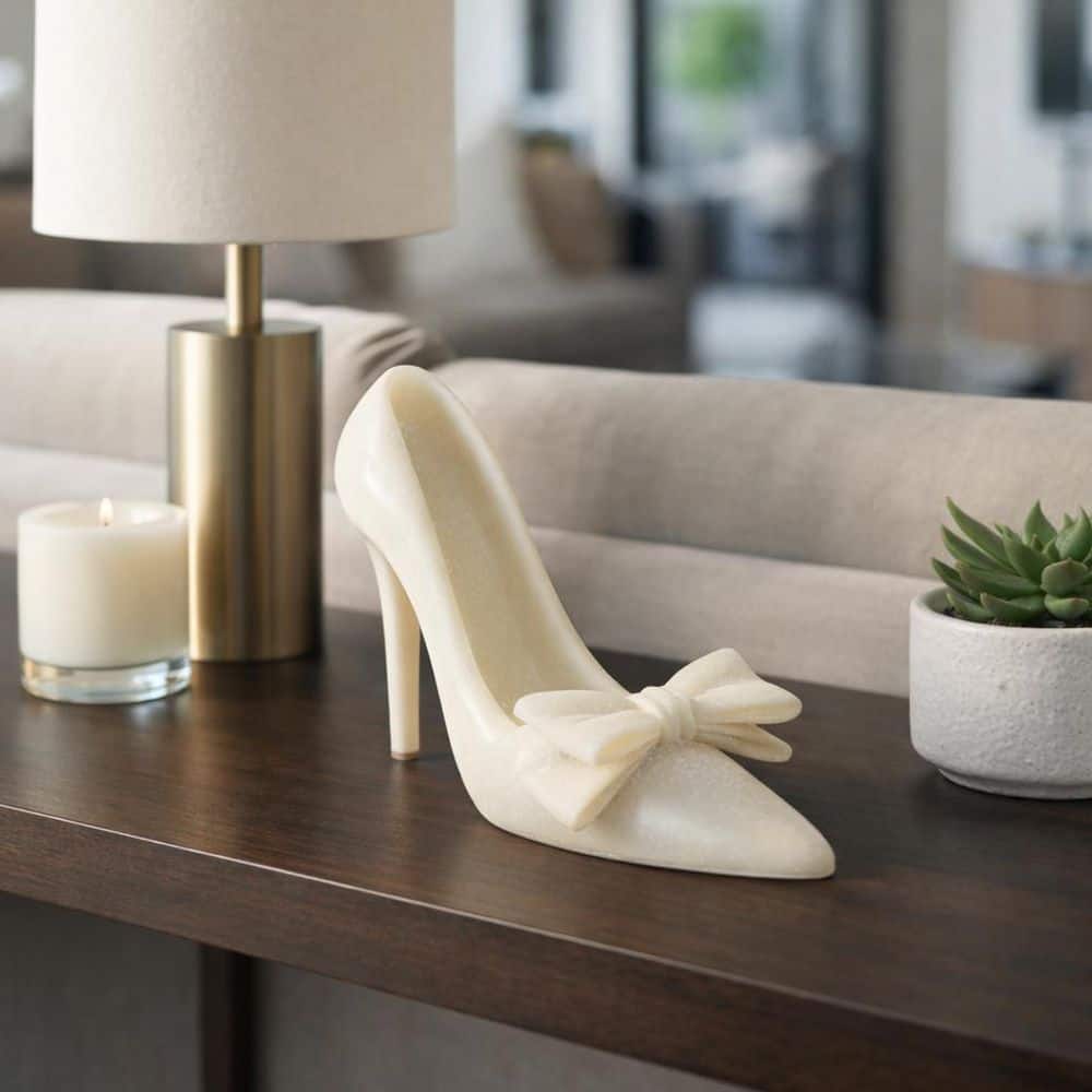 White 8.75 in. x 6.25 in. Resin Decorative High Heel Sculpture