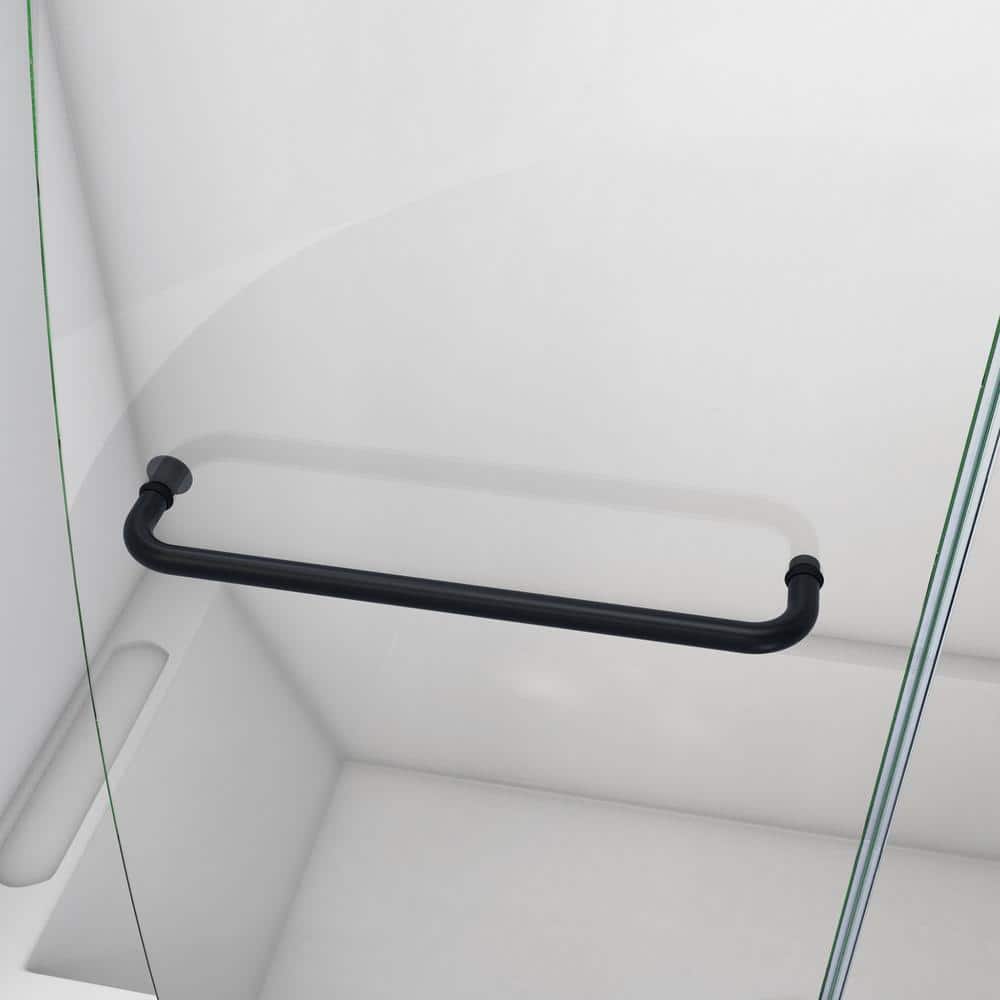 Aqua Matte Black Frameless Hinged Tub Door with Extender Panel