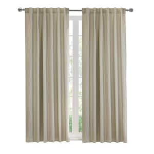 Baxter Oatmeal Polyester Textured 52 in. W x 95 in. L Dual Header Indoor Blackout Curtain (Single Panel)