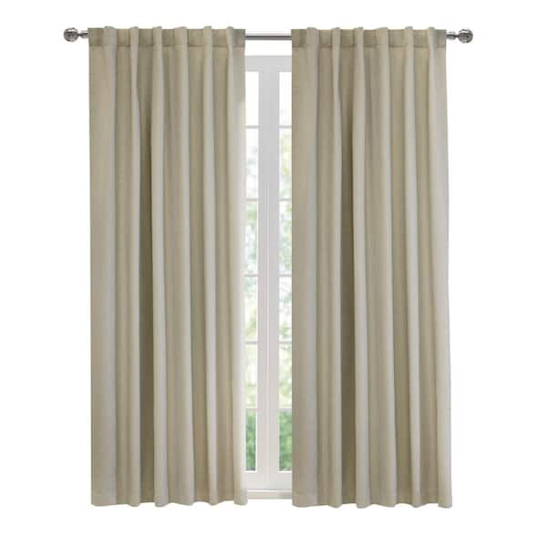 Unbranded Baxter Oatmeal Polyester Textured 52 in. W x 95 in. L Dual Header Indoor Blackout Curtain (Single Panel)