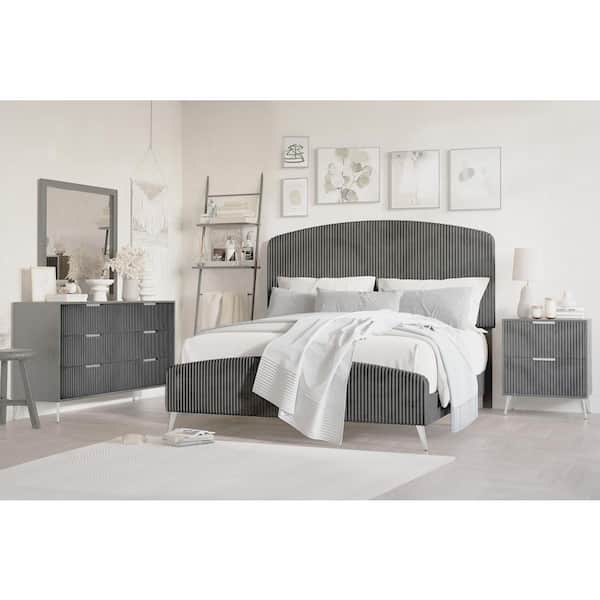 New Classic Furniture Kailani 4-Piece Gray Queen Wood Bedroom Set (Bed, Dresser, Mirror, Nightstand)