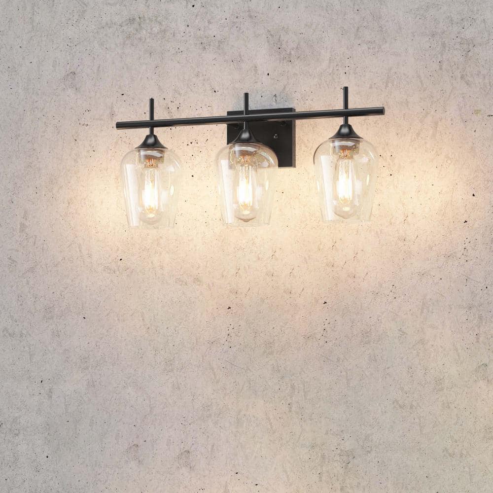 CLAVIE Hanging Bathroom Light Fixtures 3-Light 22 in. W x 9 in. H Wall ...