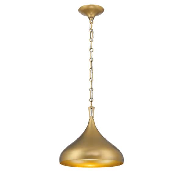 Cedar Lane 100-Watt 1-Light Legacy Brass Bell Pendant Light with a Bell Shape Metal Shade, No Bulb Included
