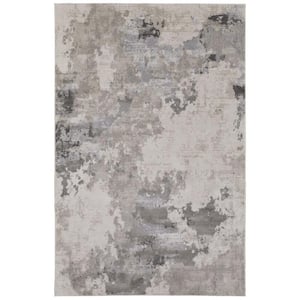 Ivory and Gray 2 ft. x 3 ft. Abstract Area Rug
