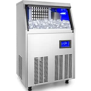 110 - 120 lb. / 24 H Commercial Ice Maker with 33 lb. Storage Bin Stainless Steel Construction Ice Machine in Silver