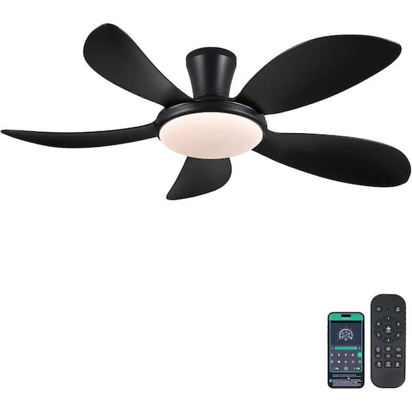 Kviflon 48 in. Indoor/Outdoor Modern Black Ceiling Fan with Dimmable 3 Color LED Light and Remote/APP Control