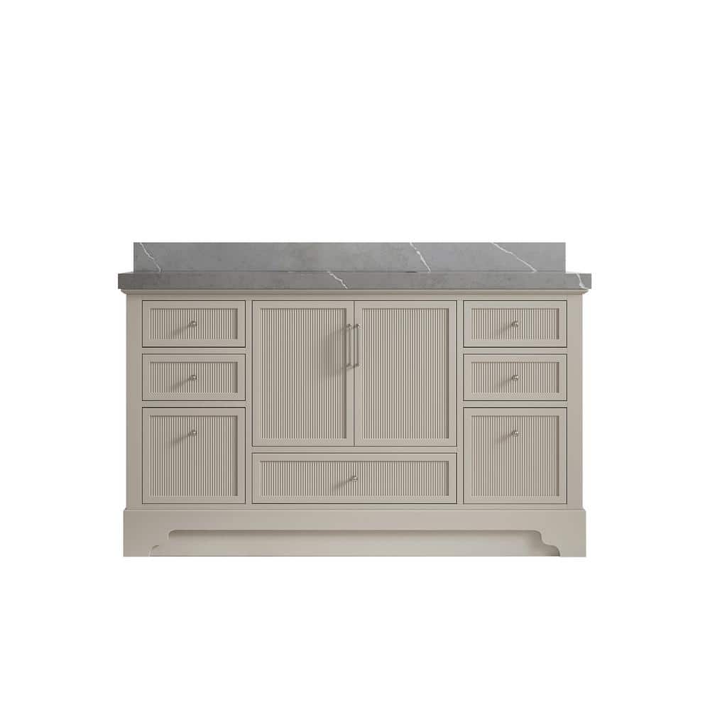 Alys 60 in. W x 22 in. D x 36 in. H Single Sink Bath Vanity in Fine Grain with 2 in. Piatra Quartz Top price history on PriceWatchPro