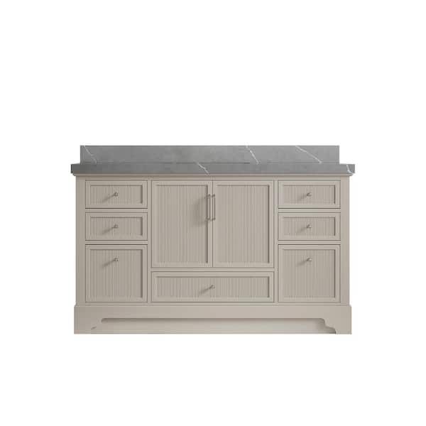 Willow Collections Alys 60 in. W x 22 in. D x 36 in. H Single Sink Bath Vanity in Fine Grain with 2 in. Piatra Quartz Top