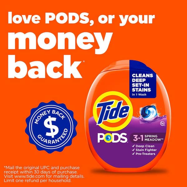 Tide 3 in 1 Spring Meadow Scent Laundry Detergent Pods, 76-Count