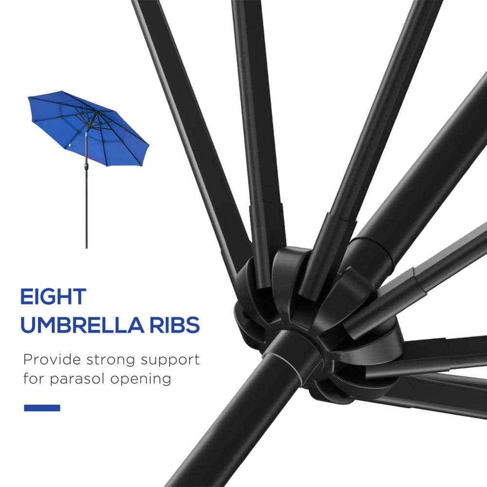 9ft Dark Blue 3-Tier Patio Umbrella with Crank and Tilt