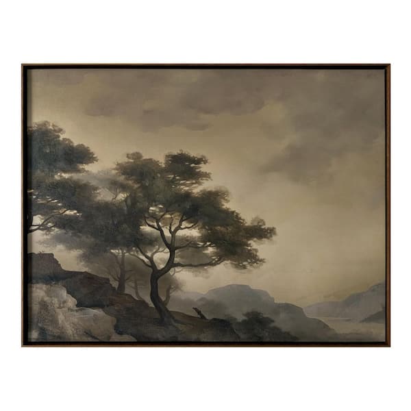 Oberon Framed Art Print, Hazy Moody Landscape with Solid Wood Frame 26 in. x 34 in.