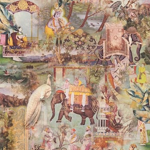 Fenmore Indian Safari Multi-Colored Non Pasted Non Woven Wallpaper Sample