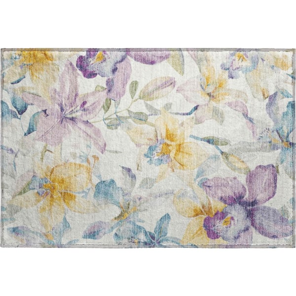 Mayfield Premium Machine Washable Abstract AMF2262 Ivory 2 ft. x 3 ft. Accent Rug