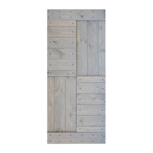 S Series 36 in. x 84 in. French Gray Finished DIY Solid Wood Sliding Barn Door Slab - Hardware Kit Not Included