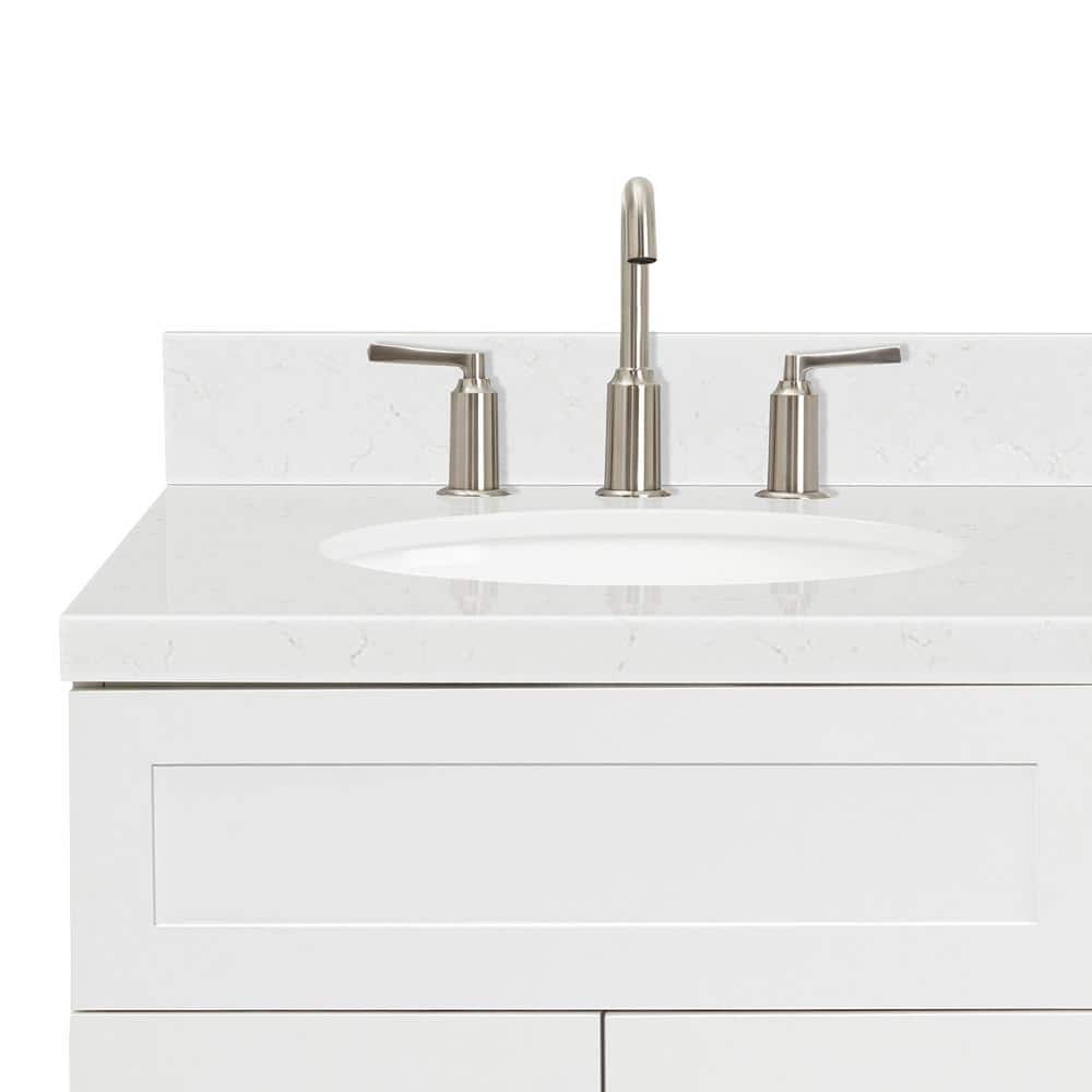 Hamlet 60" White Freestanding Double Basin Vanity with Quartz Top