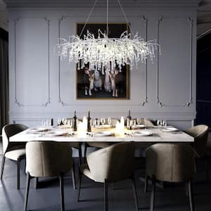 13-Lights Silver Luxury Crystal Chandelier, Modern Frosted Tree Branch Chandelier for Living Room, Dinning Room, Kitchen