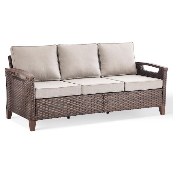 Light luxury Series Brown Wicker Outdoor Patio Couch Sofa with Beige Cushion