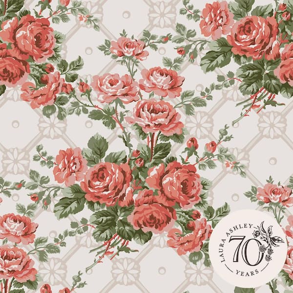 Laura Ashley Country Roses Old Rose Pink Removable Wallpaper Sample