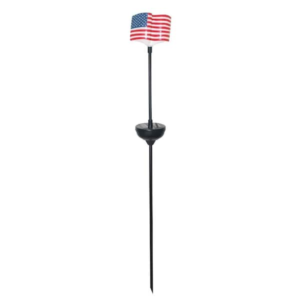 Moonrays American Flag Solar Powered Integrated LED Outdoor Landscape Stake Lights (3-Pack)