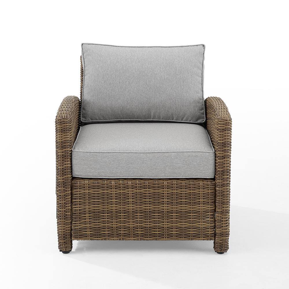 Gray and Brown Outdoor Wicker Armchair with Cushions