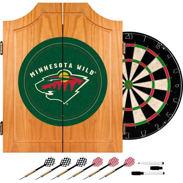 Trademark NHL Minnesota Wild Wood Finish Dart Cabinet Set