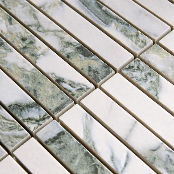 Touche Brick Stacked Jade 12 in. x 12 in. Porcelain Floor and Wall Mosaic Tile (8.82 sq. ft./Case)