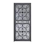 36 in. x 80 in. 467 Series Black Prehung Universal Hinging Outswing Wrought Iron Security Door with Double Bore Lockbox