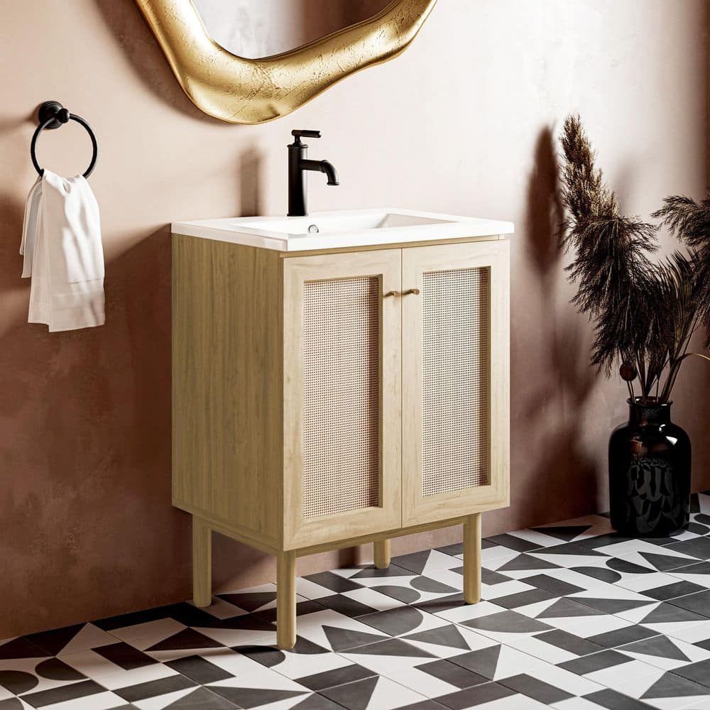 Classe 18 in. Freestanding Bath Vanity in Natural Oak with White Ceramic Sink Top price history on PriceWatchPro